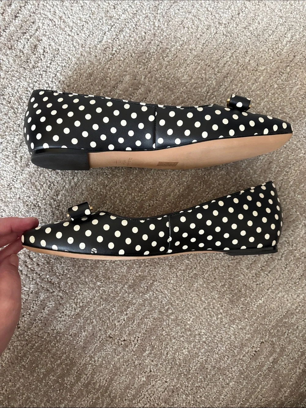 kate spade Black and White Polka Dot Bow Ballet Flats